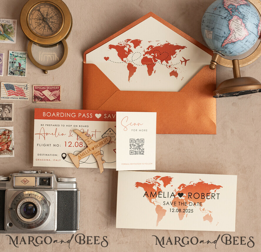 DATEN MERKEN Strand-Reise-Magnete Terrakotta Holzflugzeugmagnet Save The Date Karten mit Foto Bordkarte Reiseflugzeug Save the Dates Zielhochzeitsmagnete