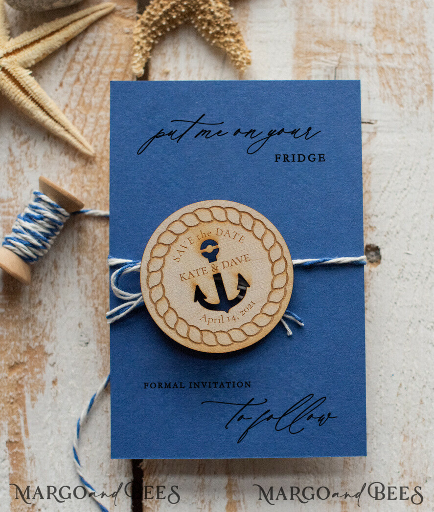 SAVE THE DATES beach travel magnets Personalised Beach Save the Date Magnets and Card, Travel Navy Wedding Save The Dates , Wedding Destination Save The Date Cards