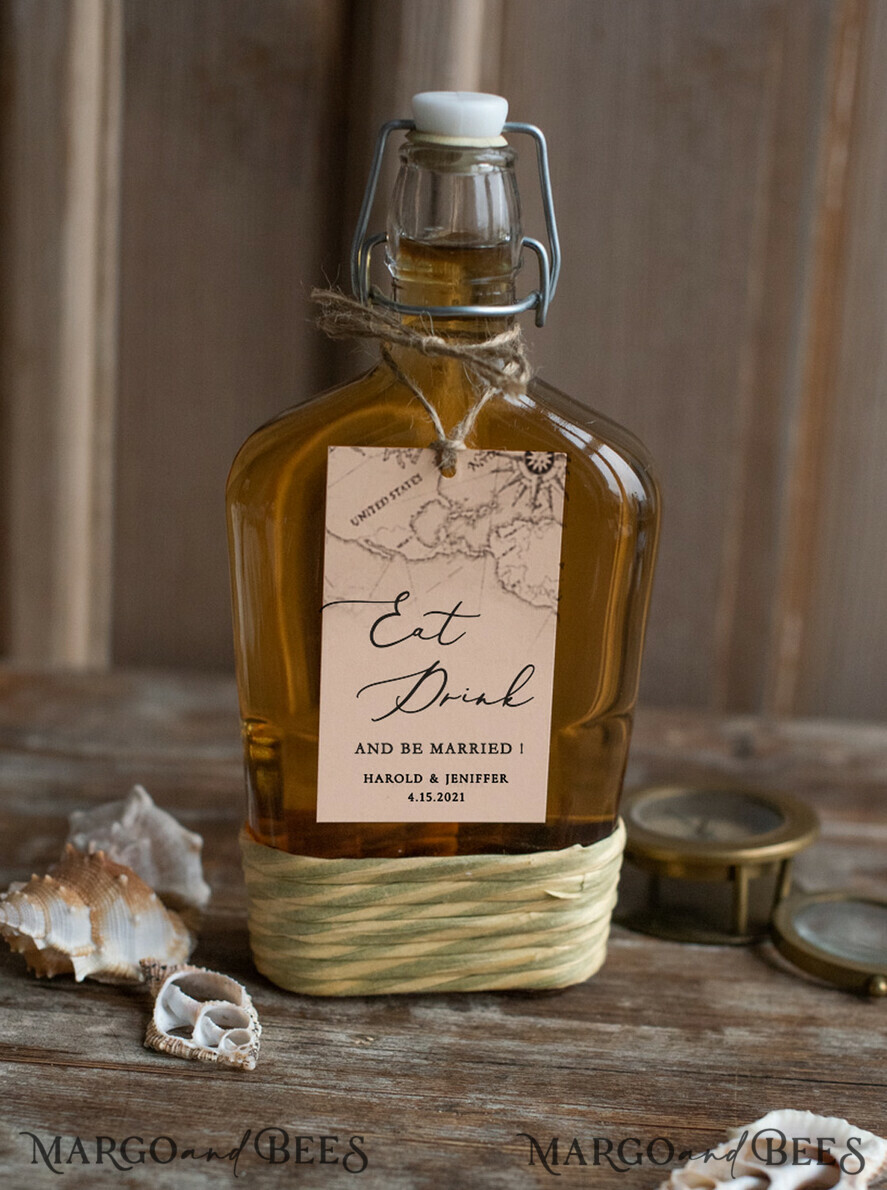 BEACH Custom wine label card beach destination wedding theme