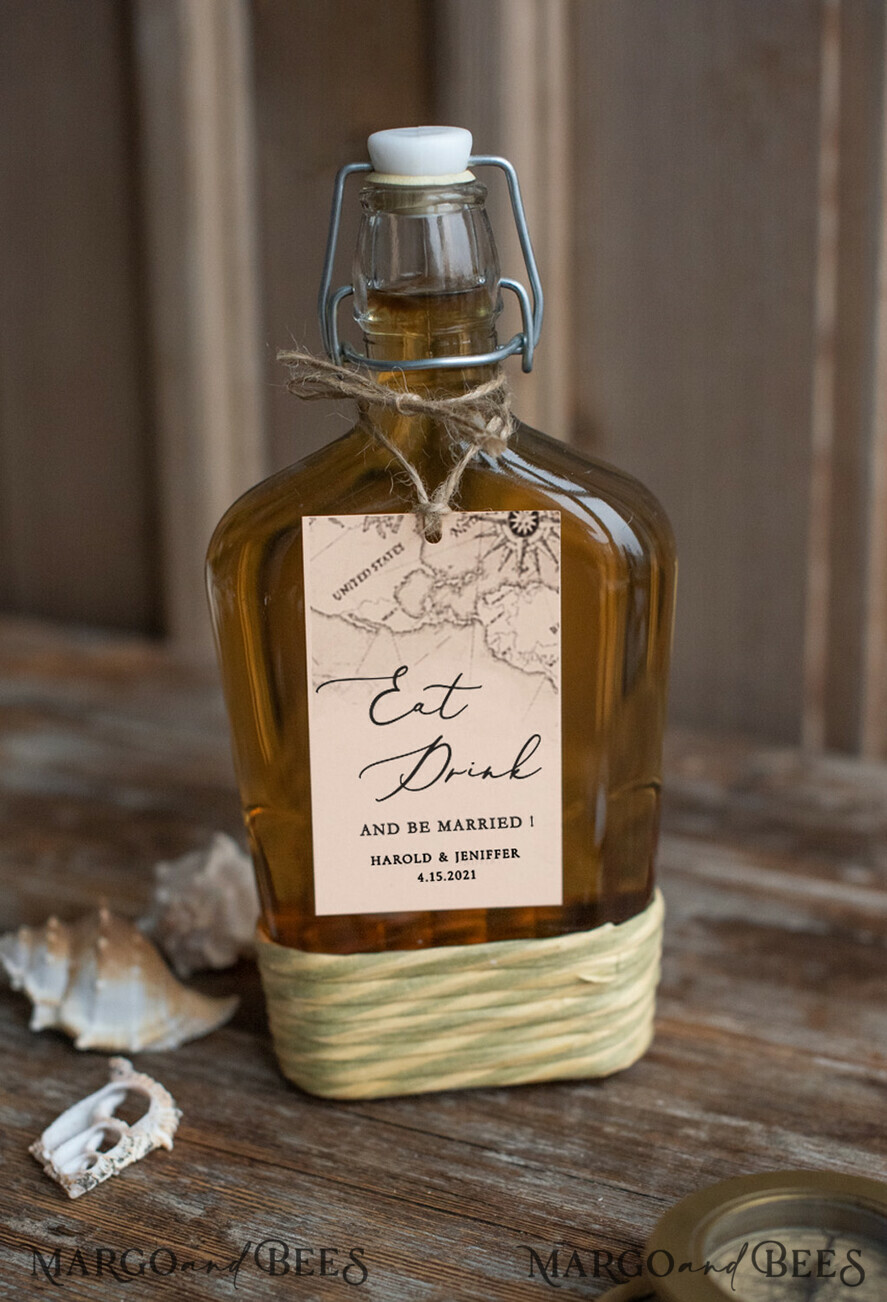 BEACH Custom wine label card beach destination wedding theme