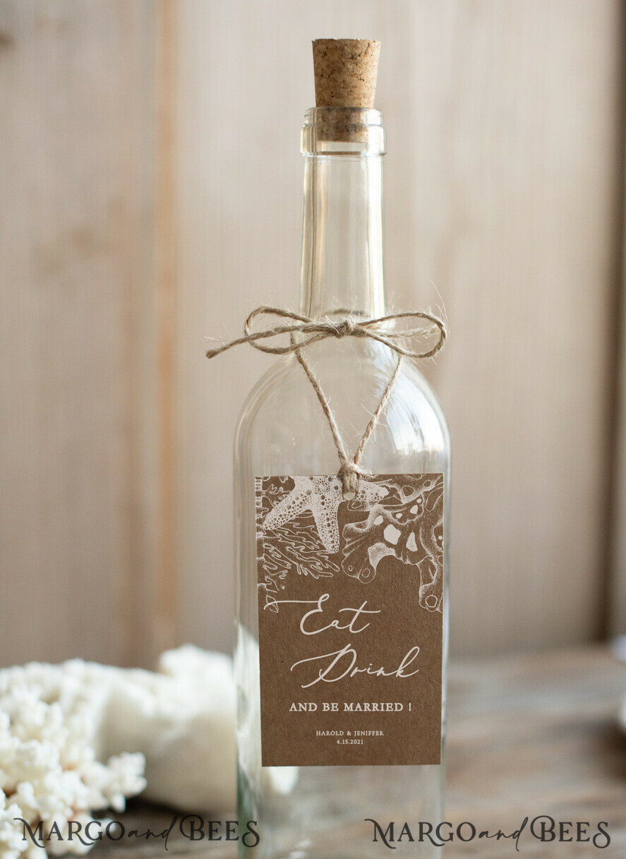 DRINKS LABELS BEACH Wedding drink labels beach destination theme