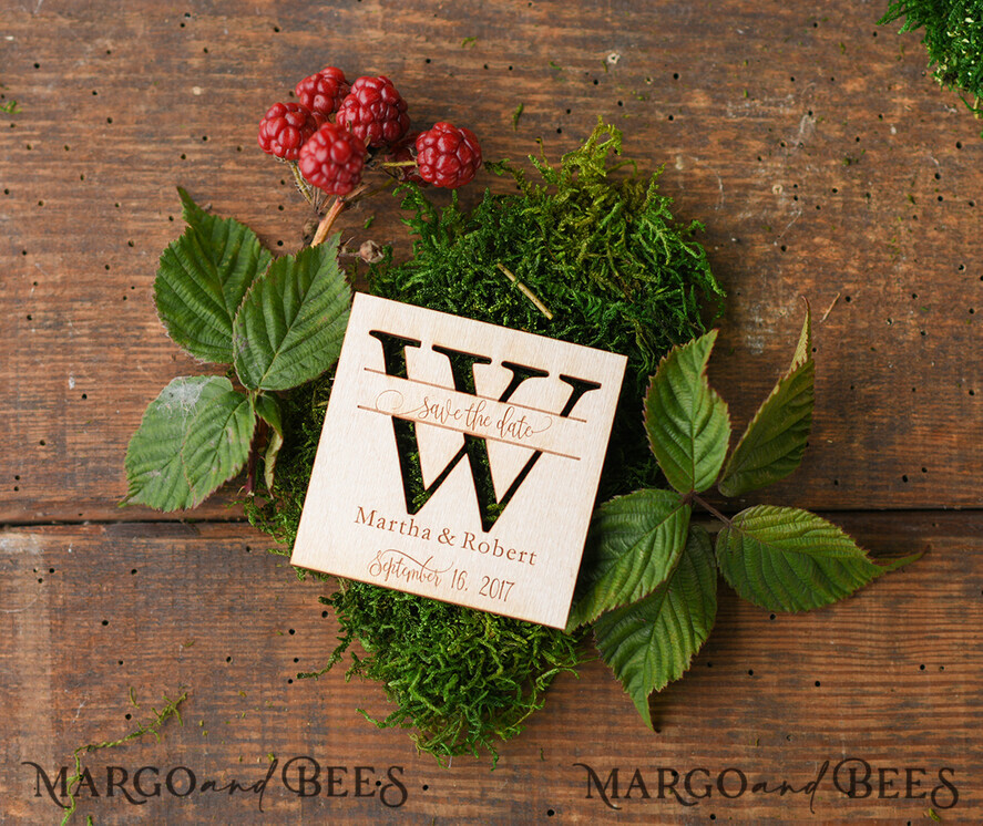 SAVE THE DATES rustic boho magnets Save the date bespoke announcement card, Wood Fridge magnets