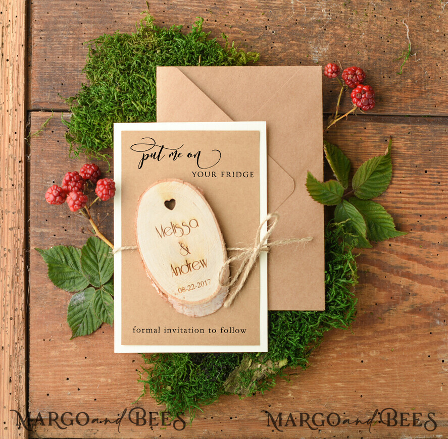 SAVE THE DATES rustic boho magnets Save the date customized set, Rustic Heart magnet