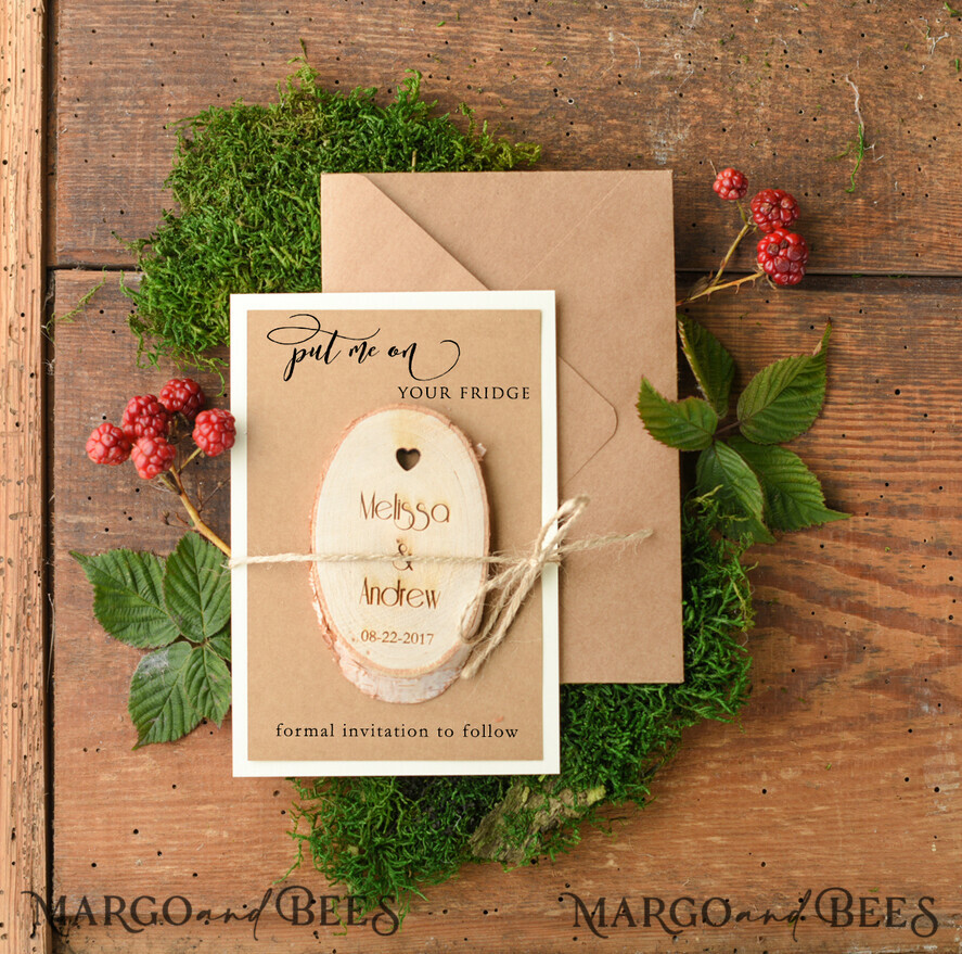 SAVE THE DATES rustic boho magnets Save the date customized set, Rustic Heart magnet