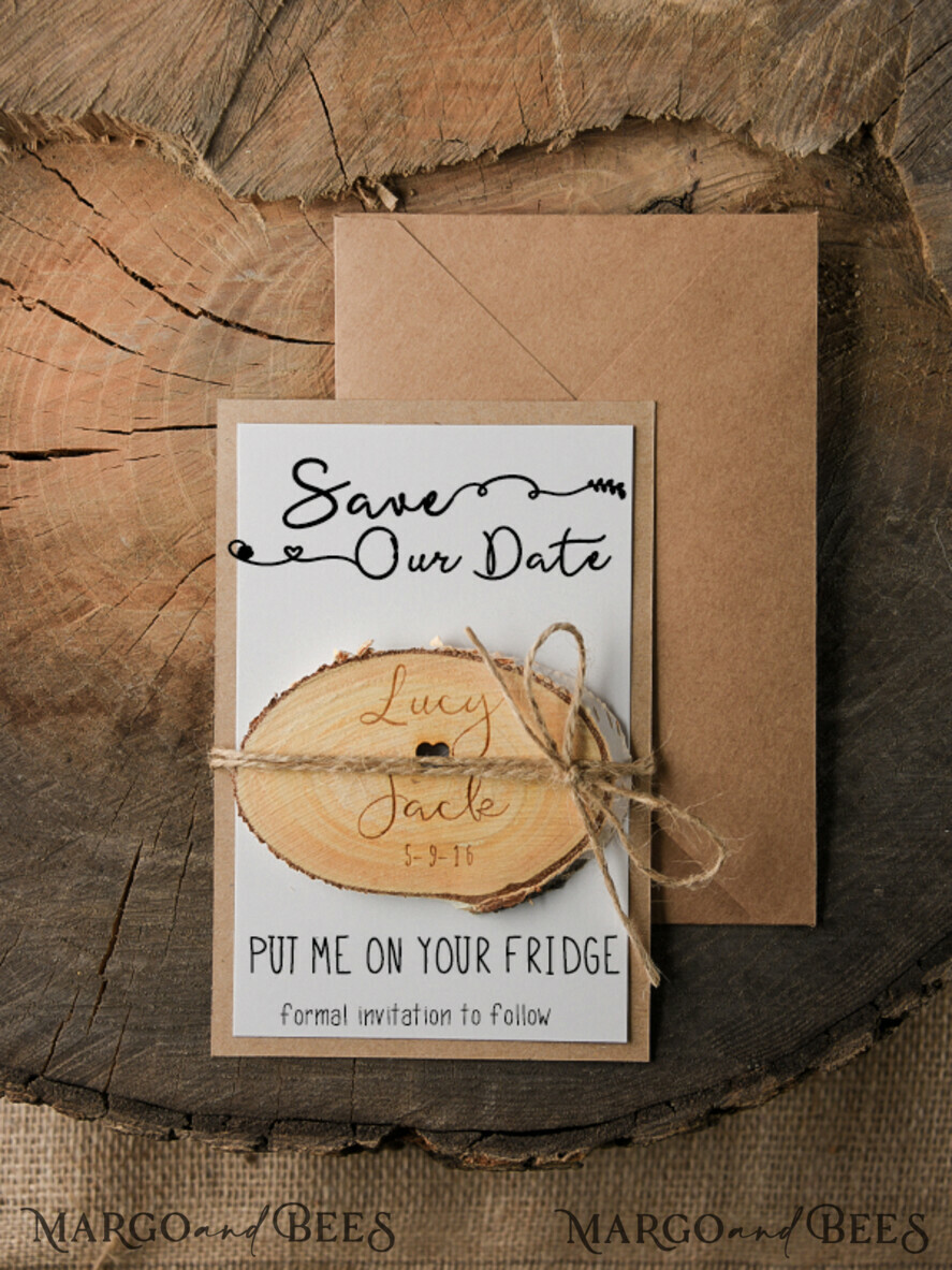 SAVE THE DATES rustic boho magnets Handmade Save the Date, Personalised Fridge Magnets