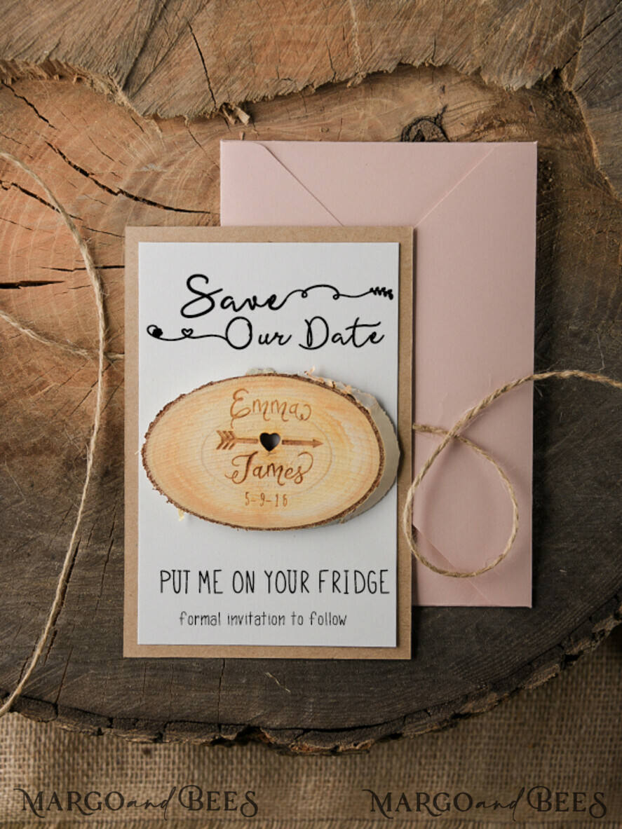 DATEN MERKEN rustikale Boho-Magnete Personalisierte Hochzeits-Save-the-Dates Maßgeschneiderter Hochzeits-Save-the-Date-Magnet, Holz-Save-the-Date, Birkenplatte-Save-the-Date