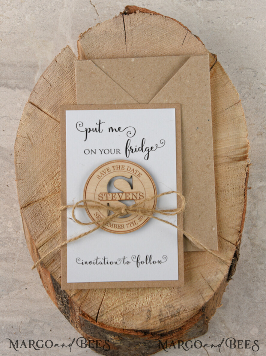SAVE THE DATES rustic boho magnets Save the date customized set, Rustic Heart magnet