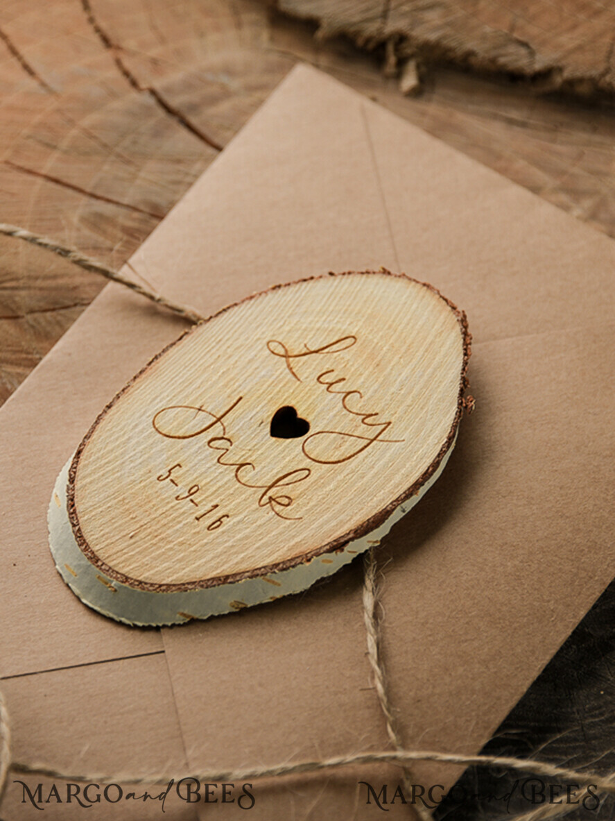 SAVE THE DATES rustic boho magnets Personalised Wedding Save the datesBespoke wedding save the date magnet, Wood Save the Date, birch slab save the date