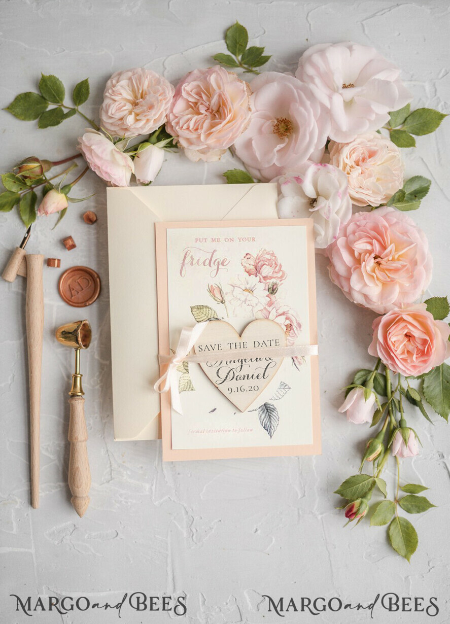 SAVE THE DATES rustic boho magnets Save the date handmade cards, Personalised Rustic Wooden Heart, ecru