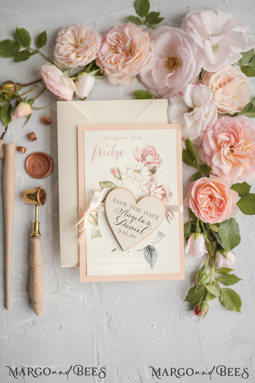 SAVE THE DATES rustic boho magnets Save the date handmade cards, Personalised Rustic Wooden Heart, ecru