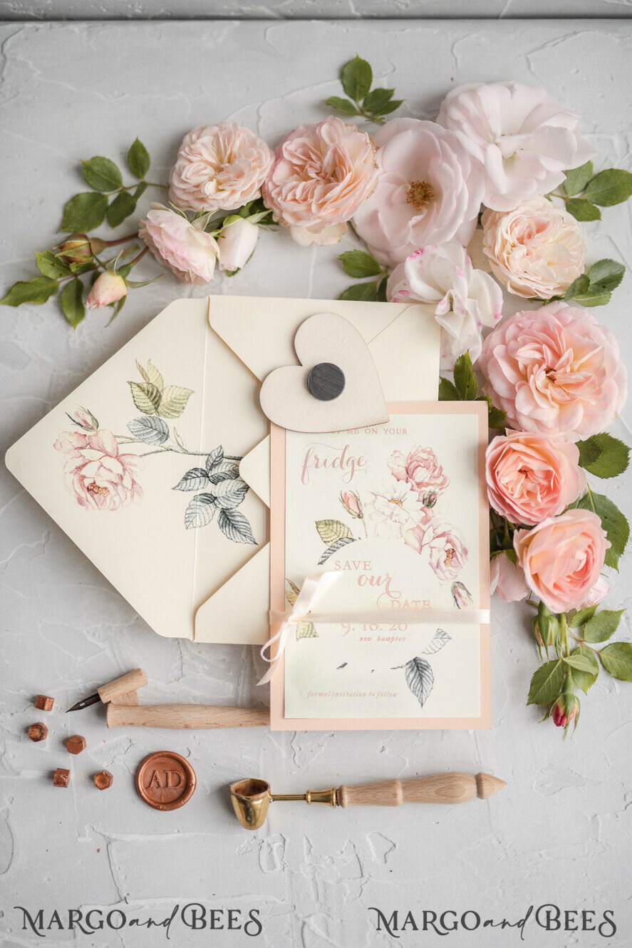 SAVE THE DATES rustic boho magnets Save the date handmade cards, Personalised Rustic Wooden Heart, ecru