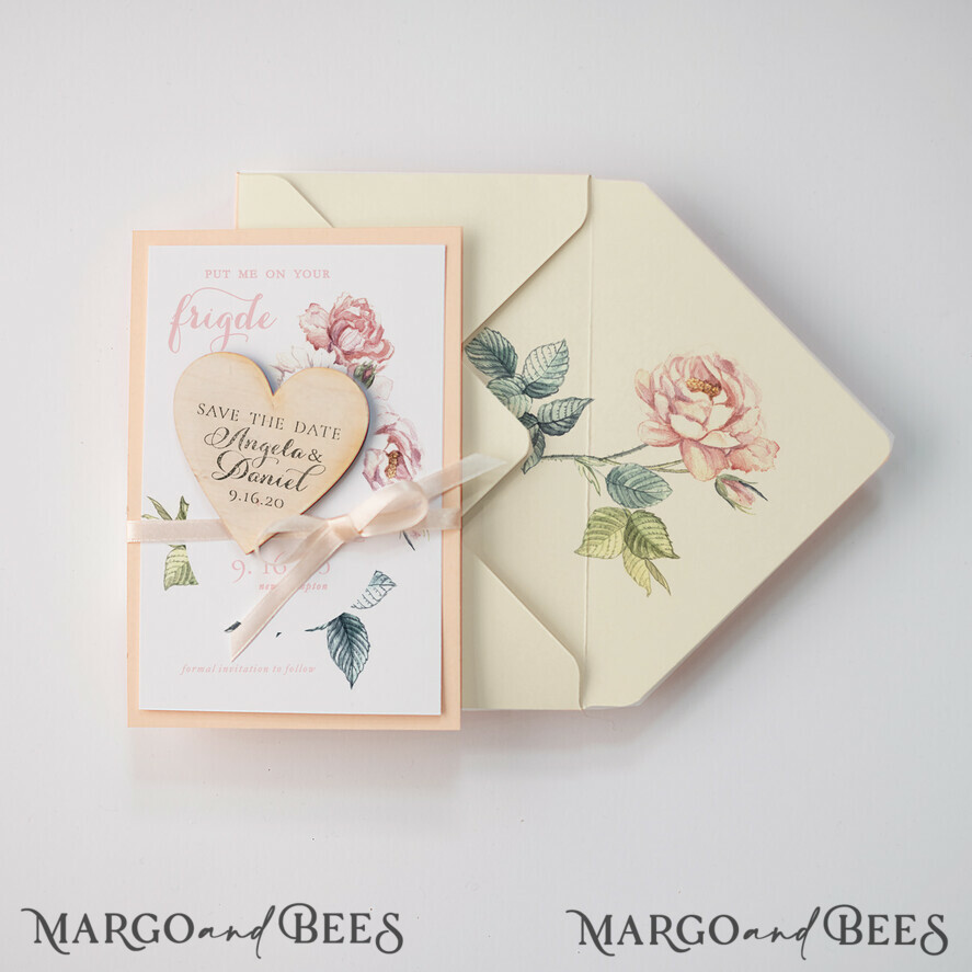 SAVE THE DATES rustic boho magnets Save the date handmade cards, Personalised Rustic Wooden Heart, ecru