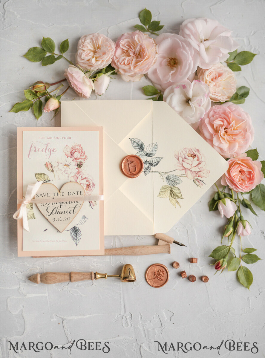 SAVE THE DATES rustic boho magnets Save the date handmade cards, Personalised Rustic Wooden Heart, ecru