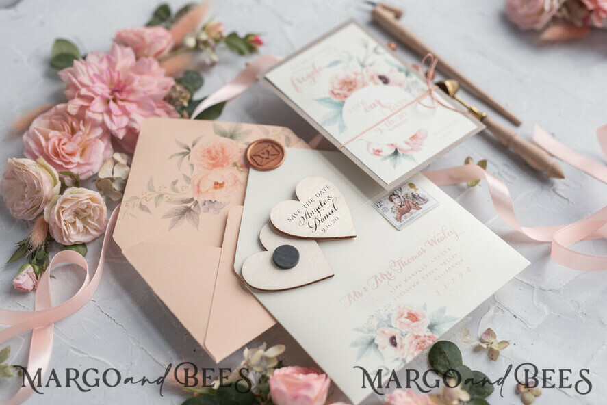 SAVE THE DATES rustic boho magnets Bespoke wedding save the date Personalised Rustic magnets Wedding Save The Date Card and Heart Magnet, Blush Pink Save Our Date Wood Magnets