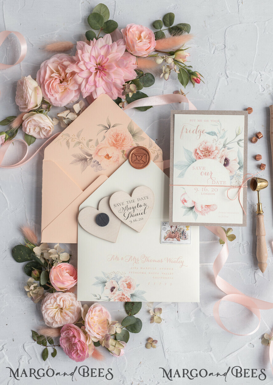 SAVE THE DATES rustic boho magnets Bespoke wedding save the date Personalised Rustic magnets Wedding Save The Date Card and Heart Magnet, Blush Pink Save Our Date Wood Magnets