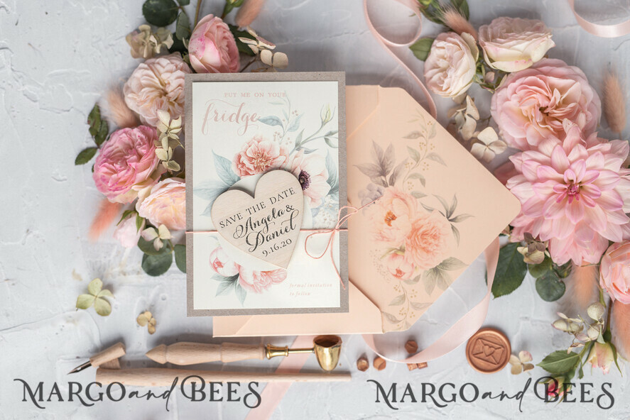 SAVE THE DATES rustic boho magnets Bespoke wedding save the date Personalised Rustic magnets Wedding Save The Date Card and Heart Magnet, Blush Pink Save Our Date Wood Magnets