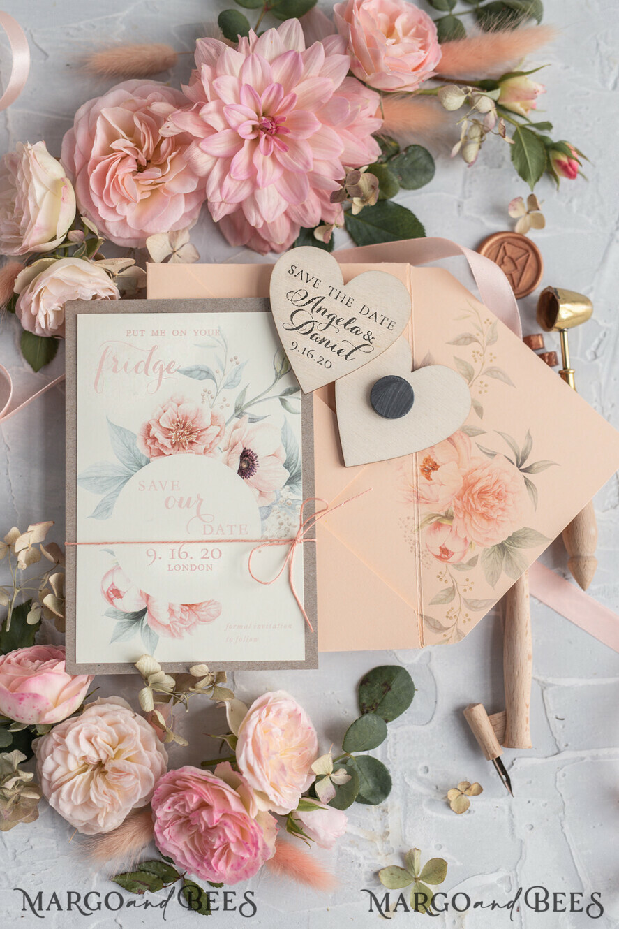 SAVE THE DATES rustic boho magnets Bespoke wedding save the date Personalised Rustic magnets Wedding Save The Date Card and Heart Magnet, Blush Pink Save Our Date Wood Magnets