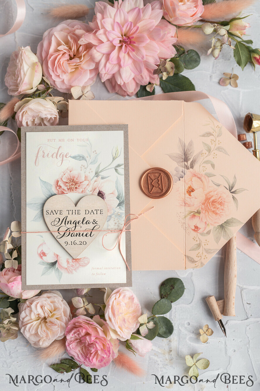 SAVE THE DATES rustic boho magnets Bespoke wedding save the date Personalised Rustic magnets Wedding Save The Date Card and Heart Magnet, Blush Pink Save Our Date Wood Magnets