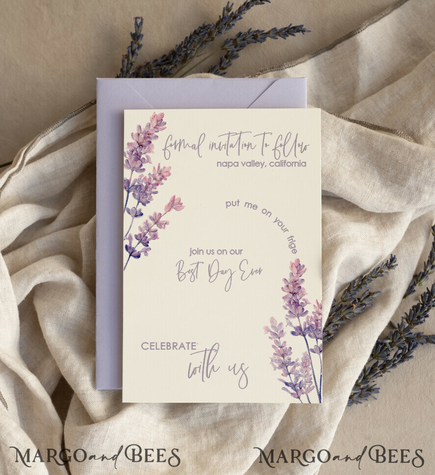 DATEN MERKEN rustikale Boho-Magnete Lavendel Rustikaler Save The Date Magnet & Karte Moderne Handwerkskunst Save Our Date Holzmagnete Boho Save The Date Karten Holzscheibenmagnete Florale Karte