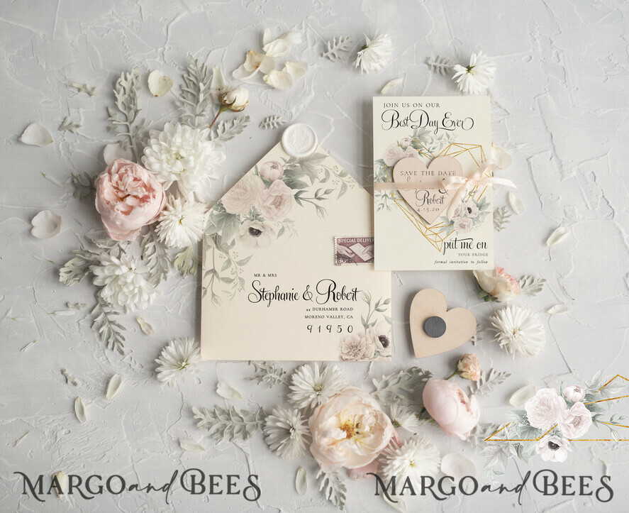 SAVE THE DATES rustic boho magnets Wedding Save The Date Card and Heart Magnet, Blush Pink Save Our Date Magnets, Boho save our dates Cards wooden Magnets Cards