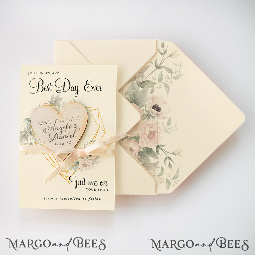 SAVE THE DATES rustic boho magnets Wedding Save The Date Card and Heart Magnet, Blush Pink Save Our Date Magnets, Boho save our dates Cards wooden Magnets Cards