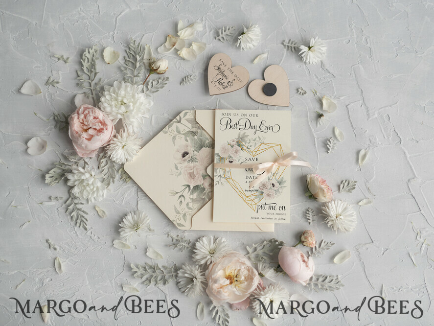 SAVE THE DATES rustic boho magnets Wedding Save The Date Card and Heart Magnet, Blush Pink Save Our Date Magnets, Boho save our dates Cards wooden Magnets Cards