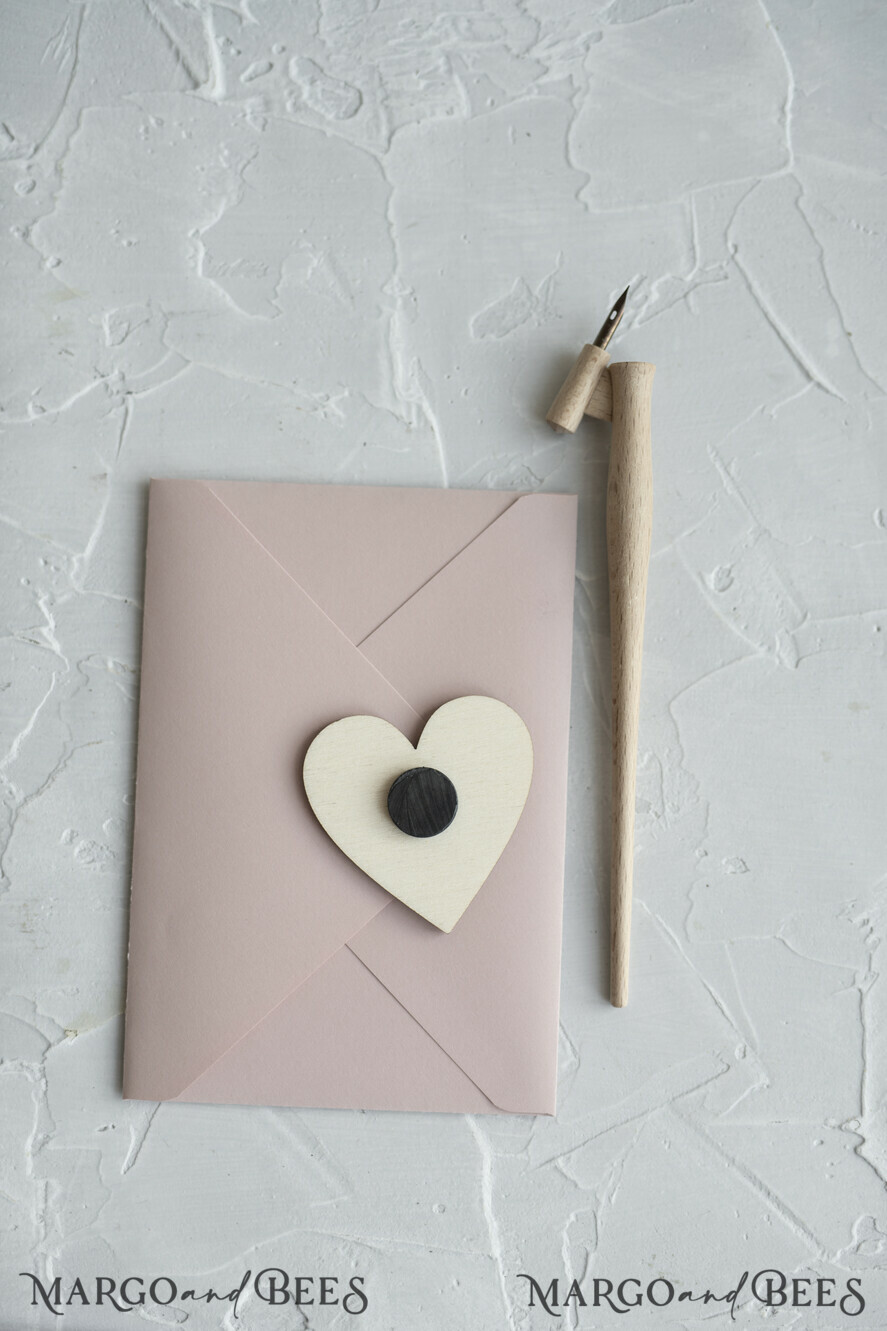 SAVE THE DATES rustic boho magnets Save the Date Card with Geometric greenery Heart with Personalised Rustic Wooden Fridge Magnet