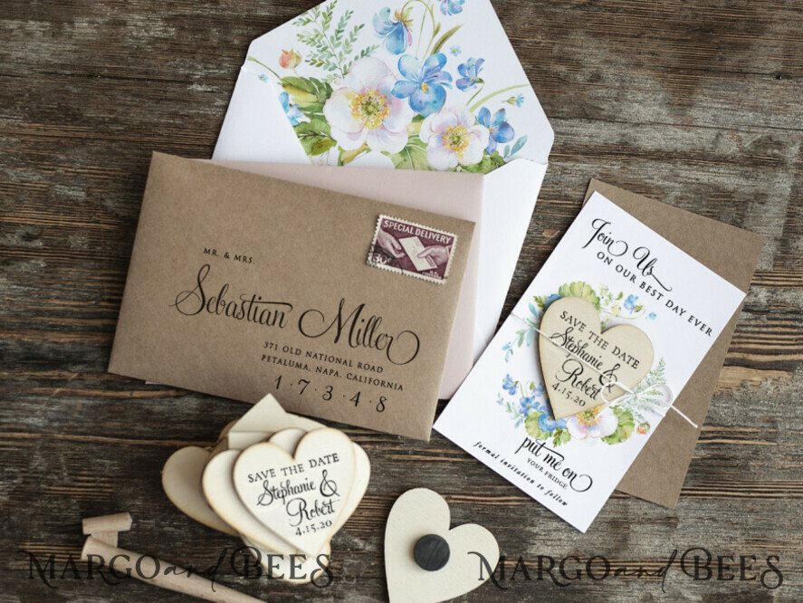 SAVE THE DATES rustic boho magnets Save the date handmade cards magnets uk fridge magnet Wedding Save The Date Card and Heart Magnet, Blush Pink Save Our Date Wood Magnets