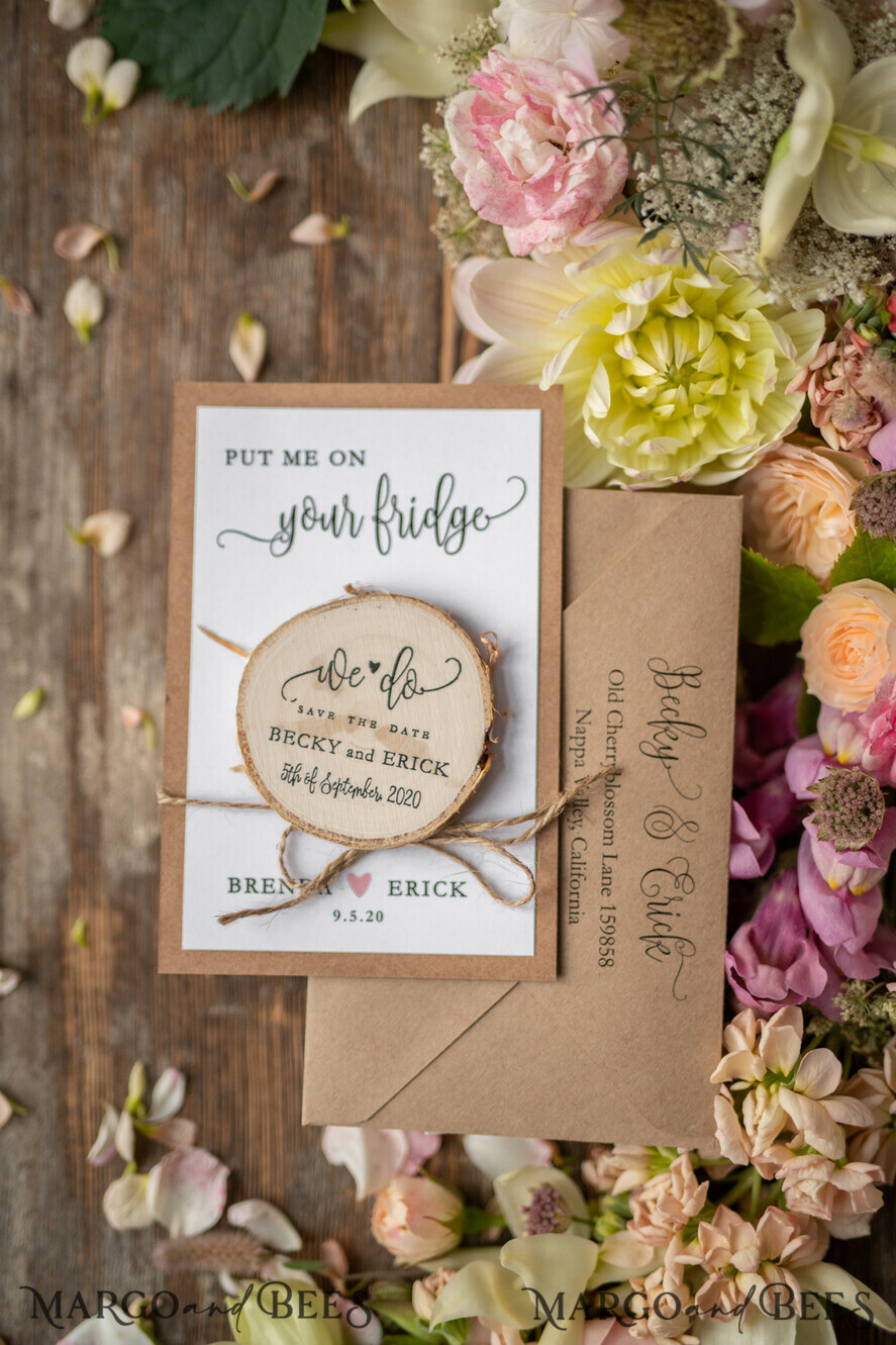 SAVE THE DATES rustic boho magnets Save the date personalized, Personalised Fridge Magnets
