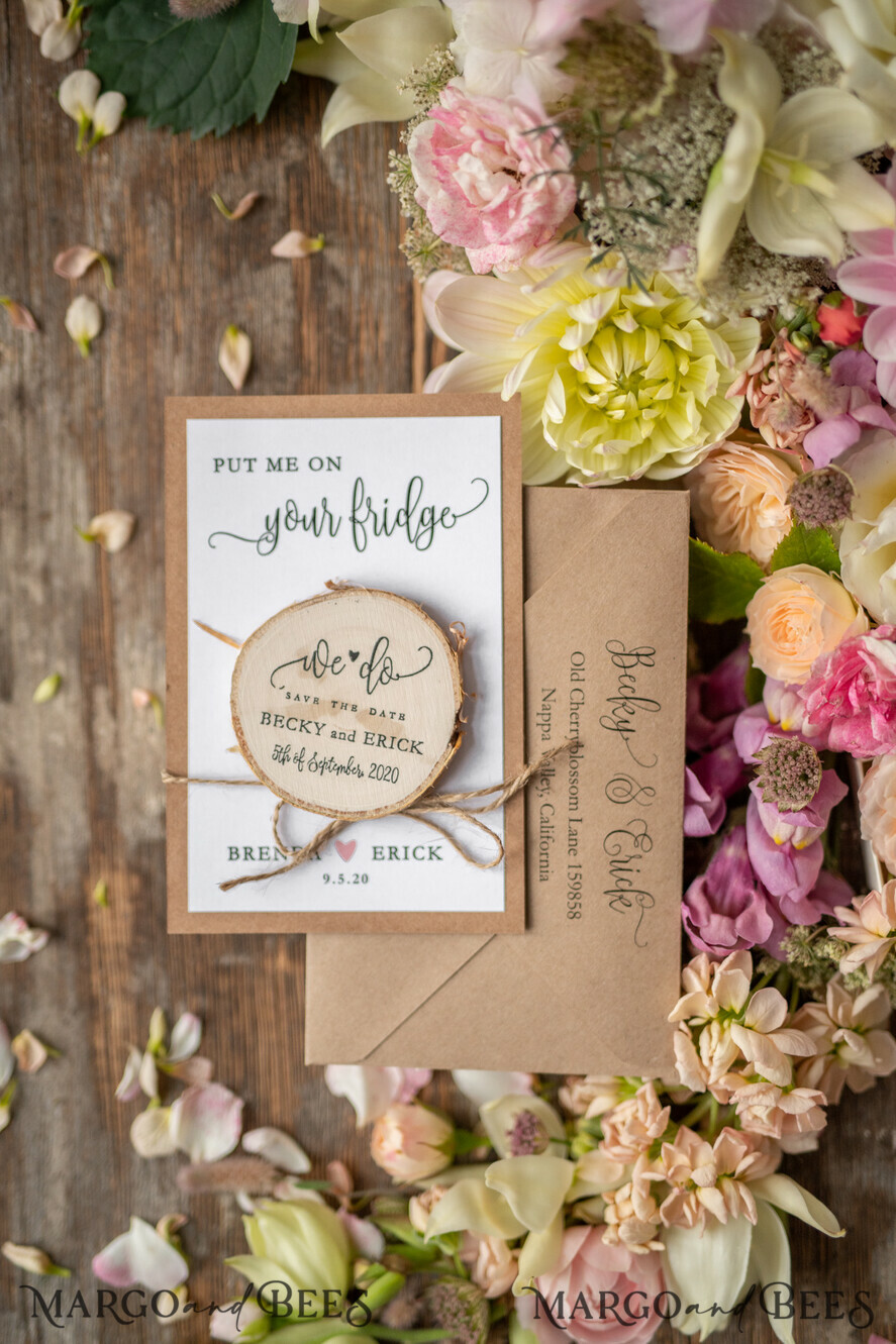 SAVE THE DATES rustic boho magnets Save the date personalized, Personalised Fridge Magnets
