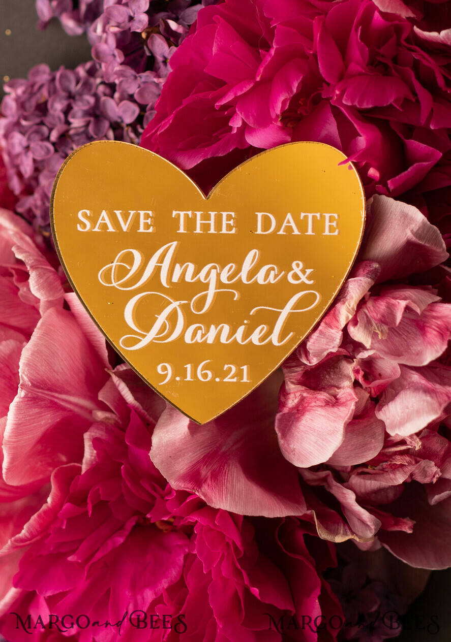 SAVE THE DATES magnets Burgundy Mauve Save the Date set, Gold Mirror Magnet, Elegant Luxury Save the Date cards