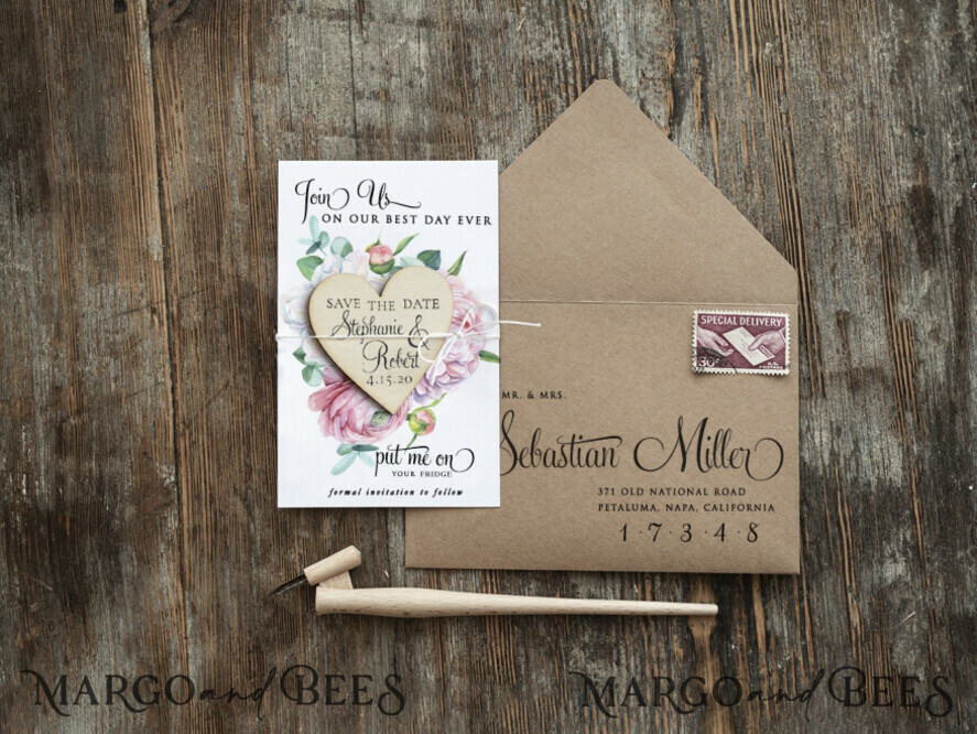 SAVE THE DATES rustic boho magnets Save the date wedding card, Rustic Heart magnet, fridge magnet