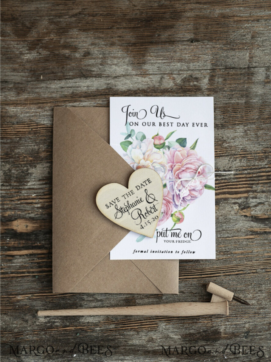 SAVE THE DATES rustic boho magnets Save the date wedding card, Rustic Heart magnet, fridge magnet