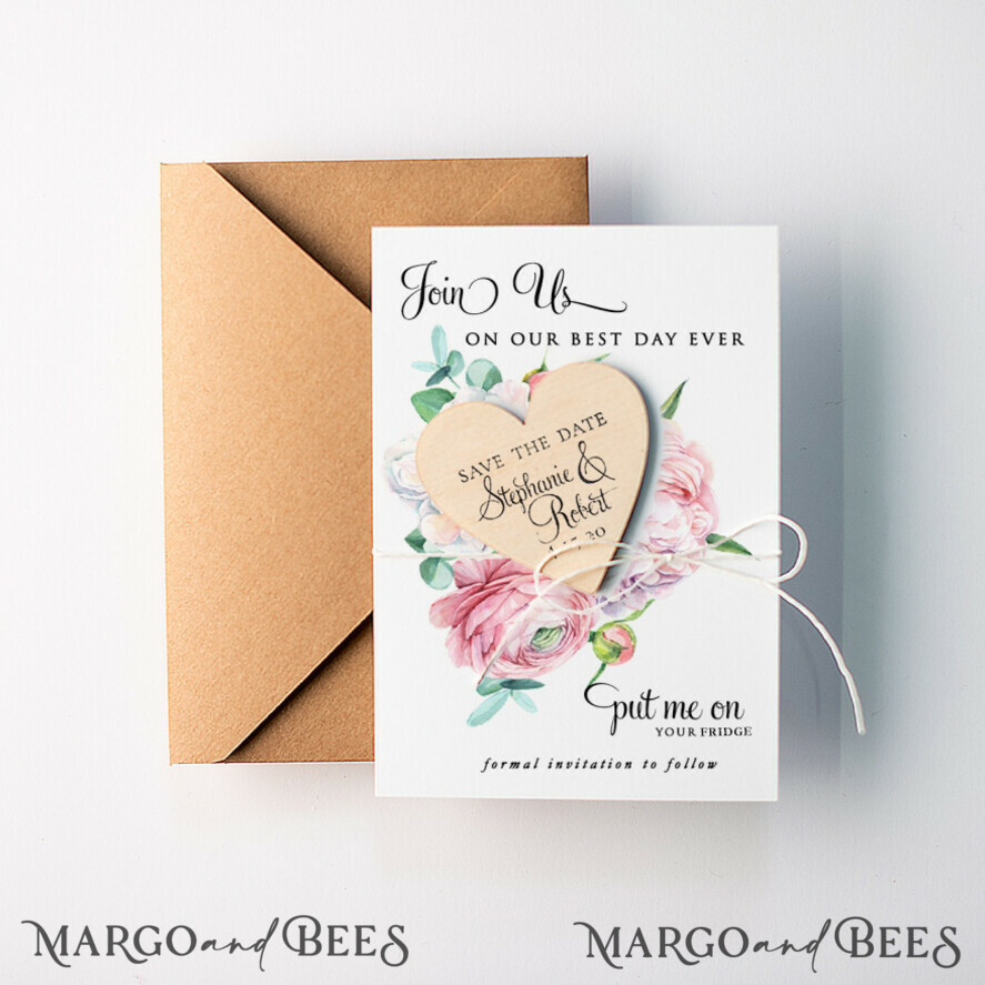 SAVE THE DATES rustic boho magnets Save the date wedding card, Rustic Heart magnet, fridge magnet