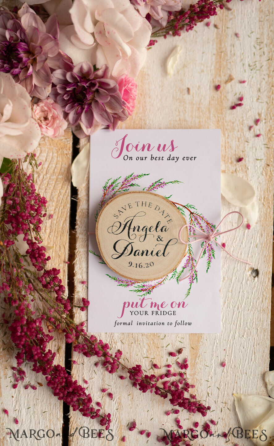 SAVE THE DATES rustic boho magnets Personalised Wedding Save the dates, Wood Fridge magnet