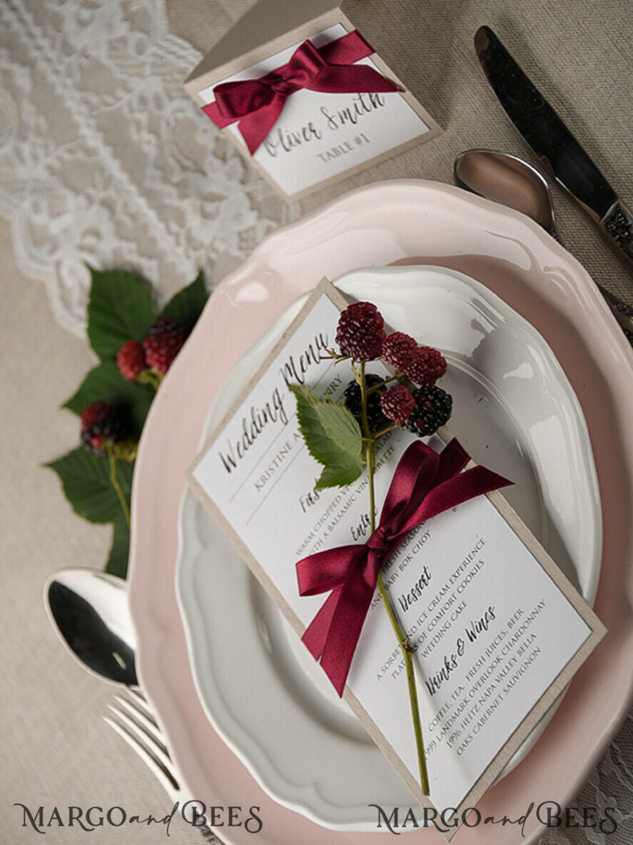 MENU & PROGRAMS rustic and lace Rustic Wedding Menu with Ribbon, Barn Wedding Dinner Menu, Eco Romantic Personalized Cards, Kraft Wedding Menu, Simple Rustic Wedding Menu, Elegant Ecru Wedding Menu Cards