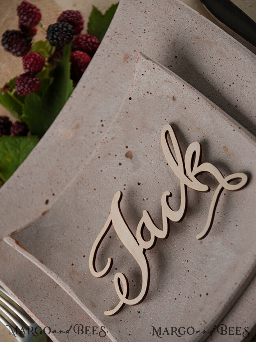 PLACE CARDS / TABLE CARDS Acrylic Gold Clear / Wood 3D Custom Wedding 3D Wood Place Sign, Rustic Name Wooden Escort Sign, Boho Laser Cut Name Sign, Laser Cut Guest Names Wedding Sign, Place Cards For Wedding Guests