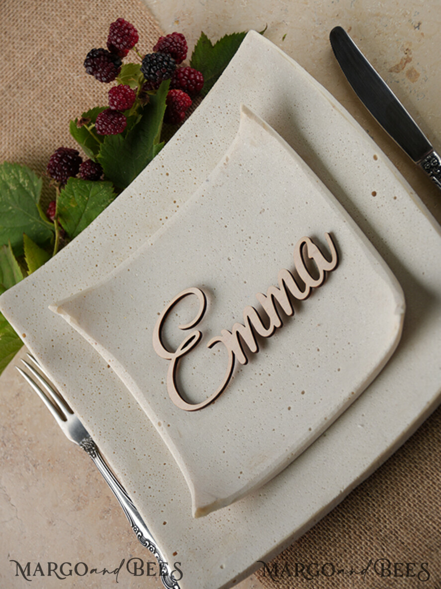 PLACE CARDS / TABLE CARDS Acrylic Gold Clear / Wood 3D Custom Wedding 3D Wood Place Sign, Rustic Name Wooden Escort Sign, Boho Laser Cut Name Sign, Laser Cut Guest Names Wedding Sign, Place Cards For Wedding Guests