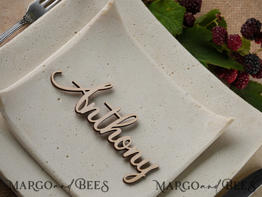 PLACE CARDS / TABLE CARDS Acrylic Gold Clear / Wood 3D Custom Wedding 3D Wood Place Cards, Rustic Name Wooden Escort Cards, Boho Laser Cut Name Cards, Laser Cut Guest Names Wedding Cards, Rustical Wedding Signage