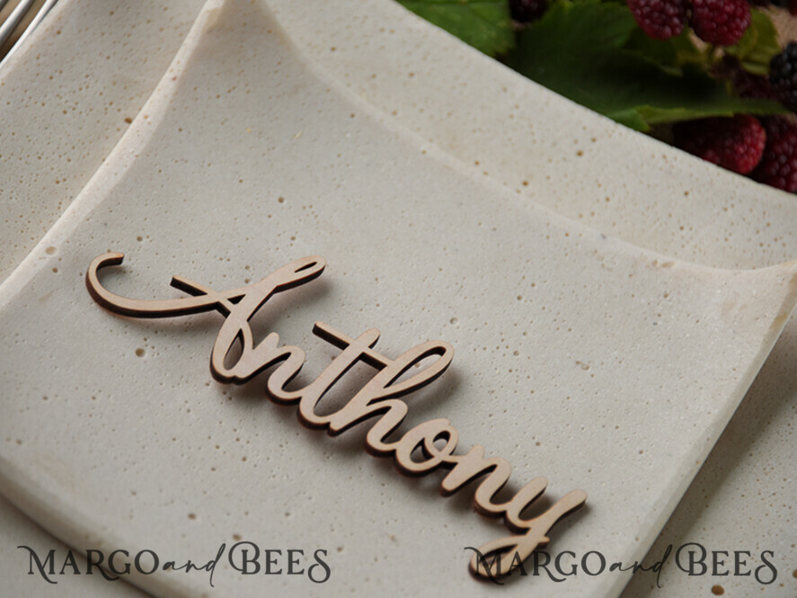 PLACE CARDS / TABLE CARDS Acrylic Gold Clear / Wood 3D Custom Wedding 3D Wood Place Cards, Rustic Name Wooden Escort Cards, Boho Laser Cut Name Cards, Laser Cut Guest Names Wedding Cards, Rustical Wedding Signage