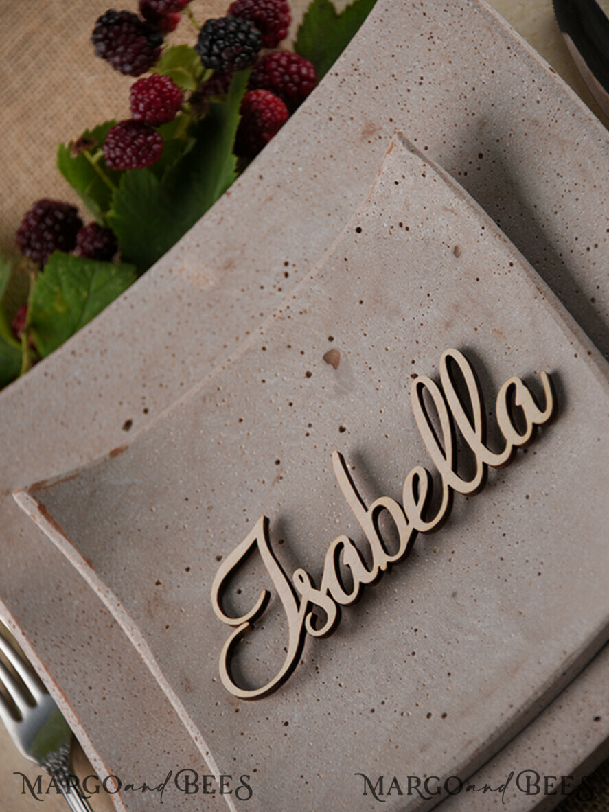 PLACE CARDS / TABLE CARDS Acrylic Gold Clear / Wood 3D Custom Wedding 3D Wood Place Cards with Stand, Rustic Name Wooden Escort Cards, Boho Laser Cut Name Cards, Guest Names Wedding Cards, Rustic Wedding Signage