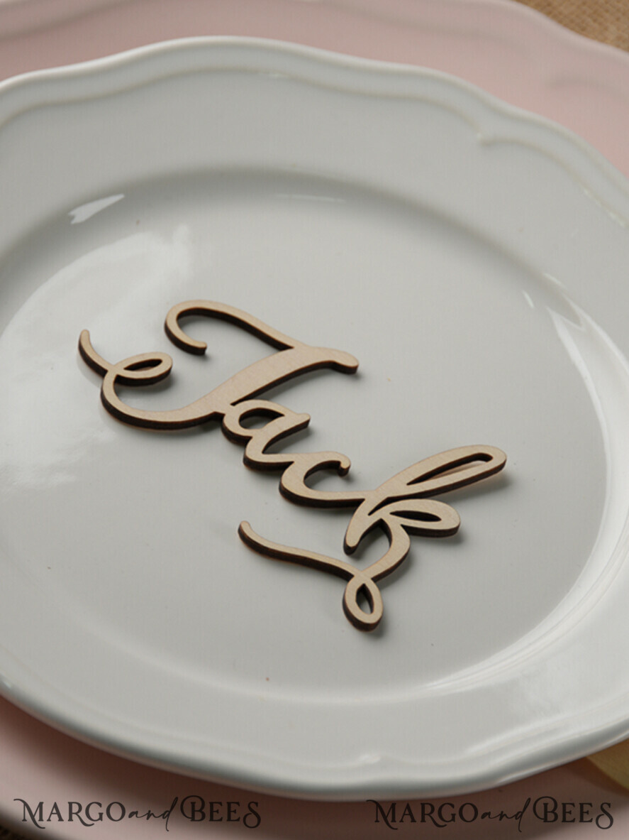 PLACE CARDS / TABLE CARDS Acrylic Gold Clear / Wood 3D Custom Wedding 3D Wood Place Cards with Stand, Rustic Name Wooden Escort Cards, Boho Laser Cut Name Cards, Guest Names Wedding Cards, Rustic Wedding Signage
