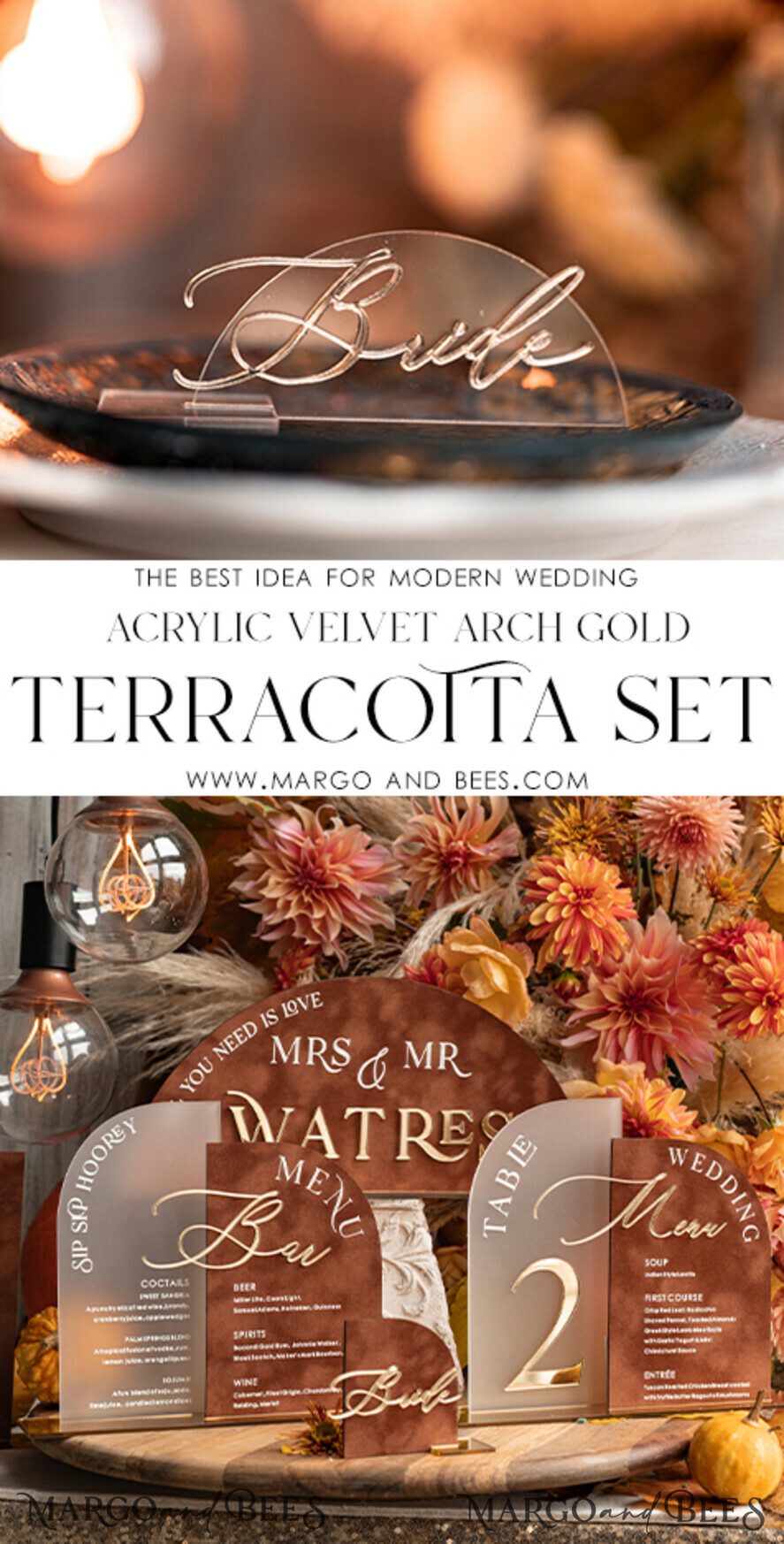 PLACE CARDS / TABLE CARDS Acrylic Gold Clear / Wood 3D Modern Half Arch Acrylic Place Card with Stand, Premium Wedding Seat Cards, Clear Acrylic Name Card, Luxury Seating Card, Gold 3D Guest Names, Editable Text