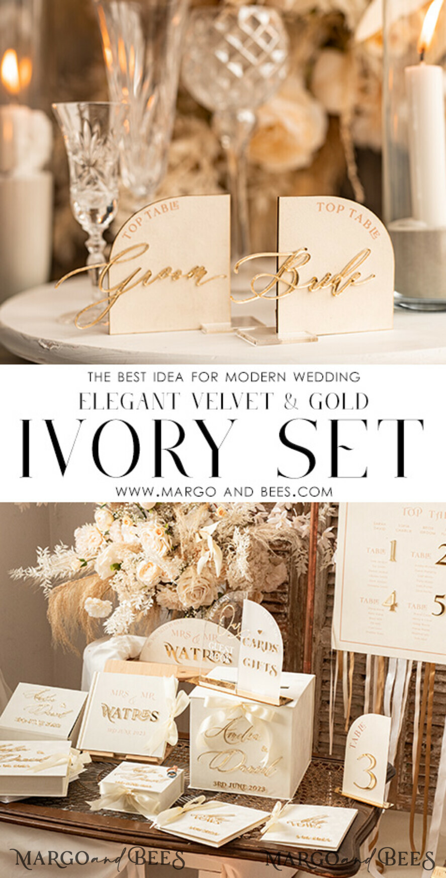 PLACE CARDS / TABLE CARDS Acrylic Gold Clear / Wood 3D Ivory Wedding Place Cards, Modern half arch Velvet Acrylic Place card with stand, Wedding seat gold Cards, Velvet Mirror gold Name Card, Editable Text