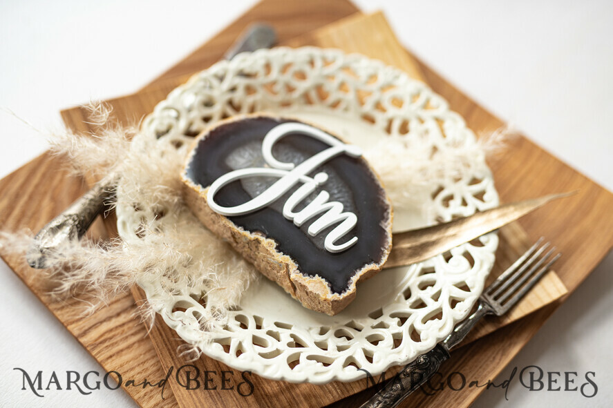 PLACE CARDS / TABLE CARDS Acrylic Gold Clear / Wood 3D Extra Large Name Cards, Custom Elegant Gloss White Acrylic Place Cards, Engraved 3D Name Premium Luxury Seating Card, Editable Text Acrylic Escort Card