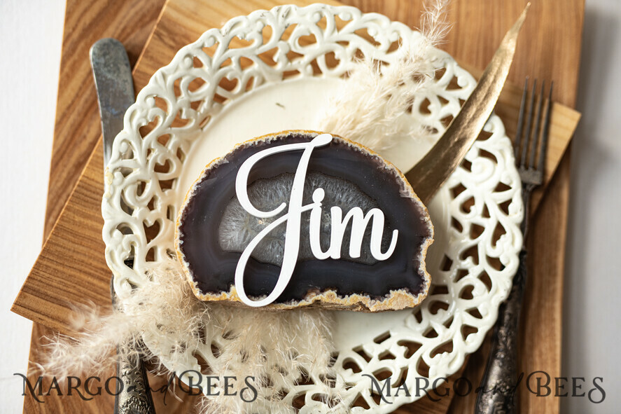 PLACE CARDS / TABLE CARDS Acrylic Gold Clear / Wood 3D Extra Large Name Cards, Custom Elegant Gloss White Acrylic Place Cards, Engraved 3D Name Premium Luxury Seating Card, Editable Text Acrylic Escort Card