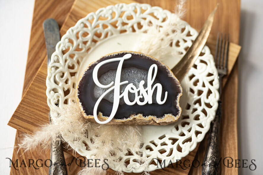 PLACE CARDS / TABLE CARDS Acrylic Gold Clear / Wood 3D Extra Large Name Cards, Custom Elegant Gloss White Acrylic Place Cards, Engraved 3D Name Premium Luxury Seating Card, Editable Text Acrylic Escort Card