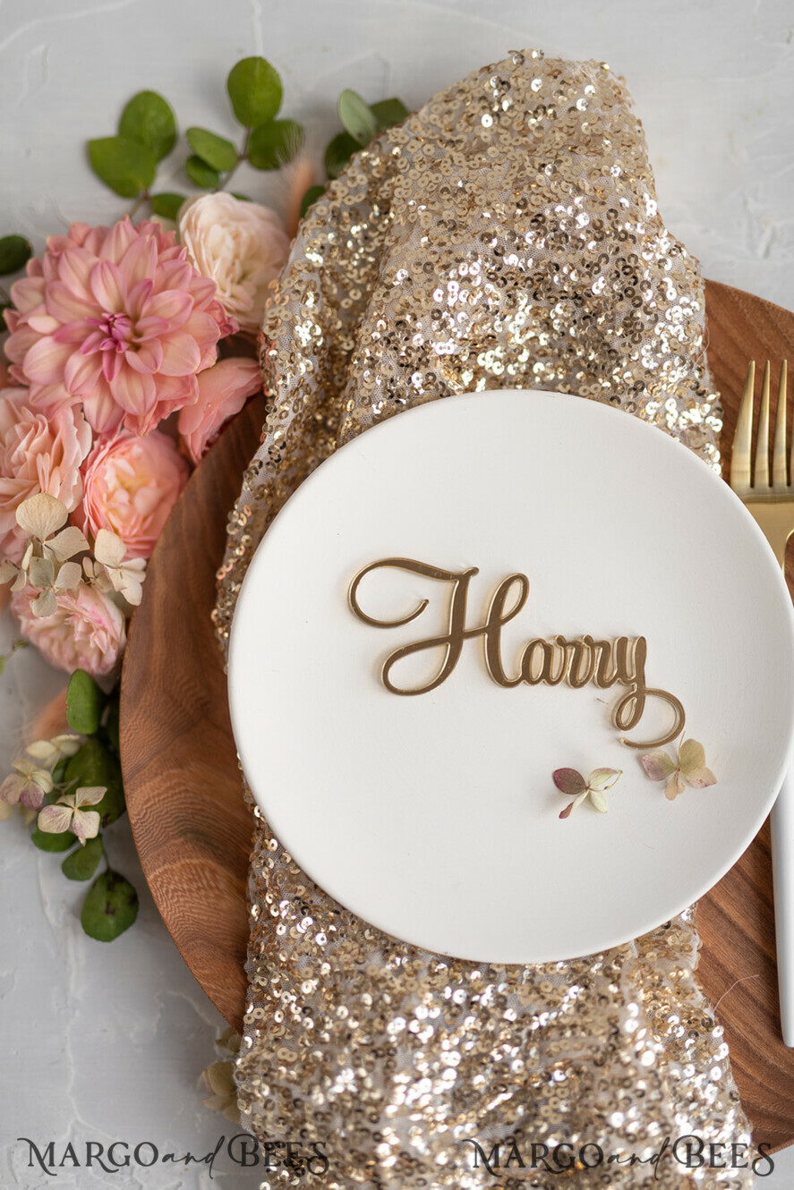 PLACE CARDS / TABLE CARDS Acrylic Gold Clear / Wood 3D Custom Elegant Gold Acrylic Place Card, Engraved Name Premium Luxury Seating Card, 3D Gold Acrylic Wedding Escort Cards, Luxury Gold Acryl Wedding Place Cards
