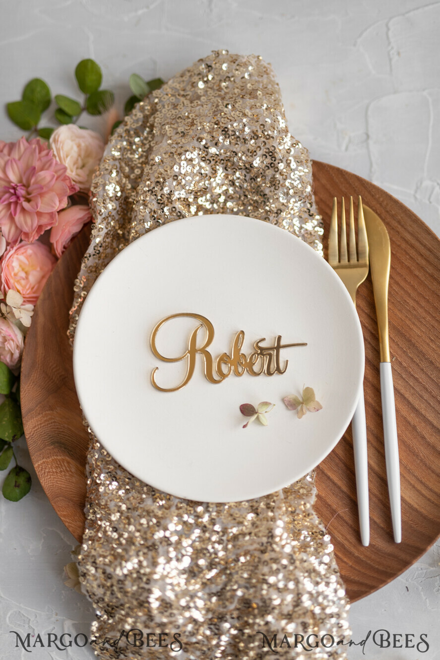 PLACE CARDS / TABLE CARDS Acrylic Gold Clear / Wood 3D Custom Elegant Gold Acrylic Place Card, Engraved Name Premium Luxury Seating Card, 3D Gold Acrylic Wedding Escort Cards, Luxury Gold Acryl Wedding Place Cards