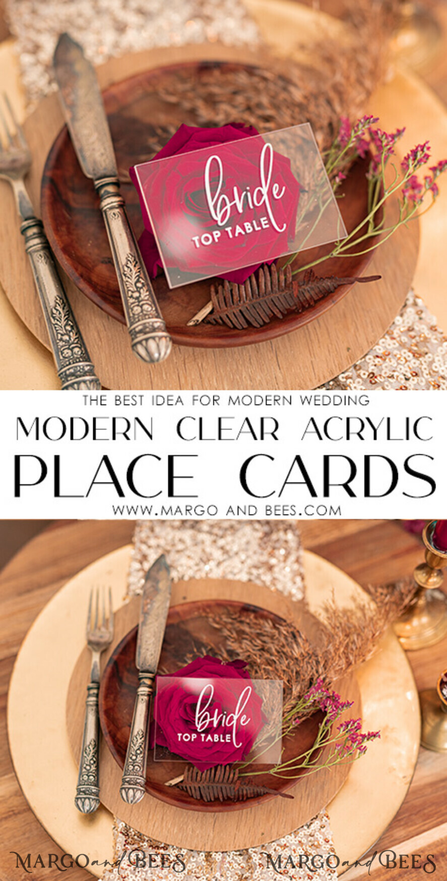 PLACE CARDS / TABLE CARDS Acrylic Gold Clear / Wood 3D Clear Acryl Place Cards, Acrylic Place Card, White Printout Transparent Acrylic Wedding Place Cards, Custom Escort Cards, Editable Text, Modern Wedding Signage